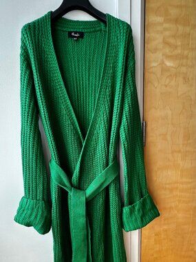 Hanifa Miya Knit Cardigan Dress - Emerald Green